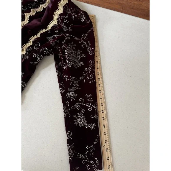 Vtg 80s J McClintock Blazer Burgundy Gold Velvet Victorian Regencycore Boho - Picture 12 of 16
